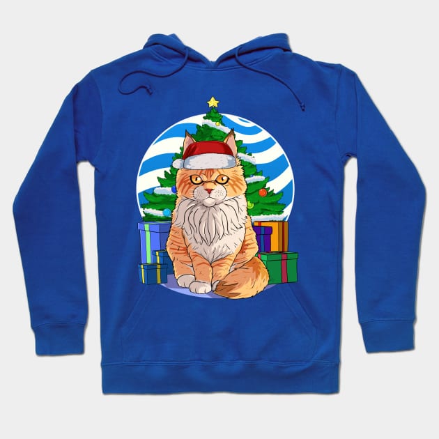 Maine Coon Cat Santa Christmas Gift Hoodie by Noseking